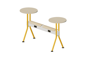 Cadeira 3D - Banco com assento em madeira e mesas - Senator - Colab - CB2SBPFT2