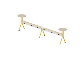 3D Chairs - Bench with wooden seat and tables - Senator - Colab - CB6SBPPT2