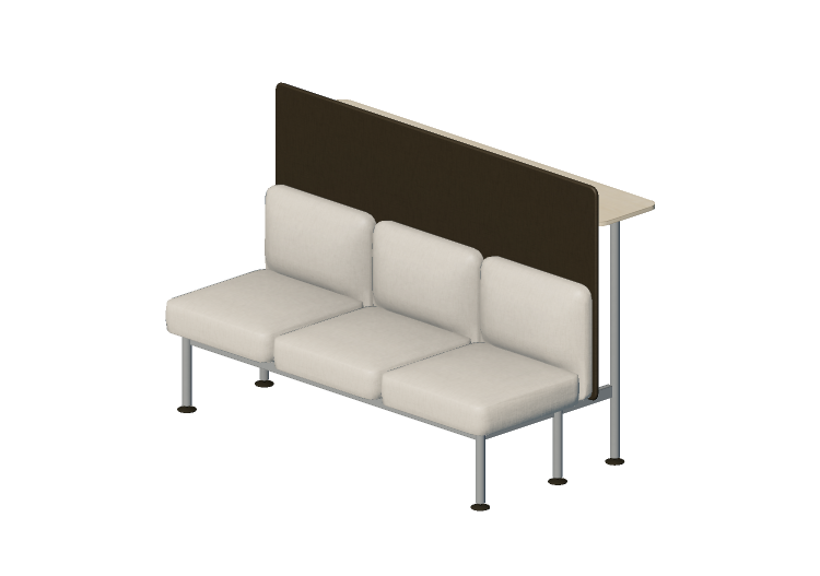 Fauteuil 3D - Canapé 3 places avec dossiers, panneau de... Fauteuil 3D - Canapé 3 places avec dossiers, panneau de...