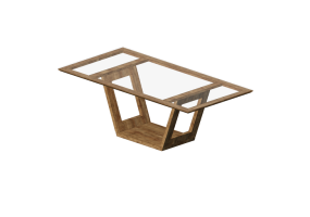 Tables 3D - Table en bois avec plan en verre tremp&eacute; - Sierra -1602