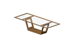 3D Tables - Wooden table with tempered glass top - Sierra - 1603