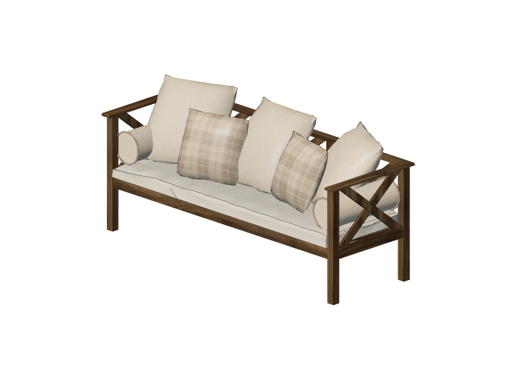 Sedie e Poltrone 3D - Divano 3 posti in legno massello -... Sedie e Poltrone 3D - Divano 3 posti in legno massello -...