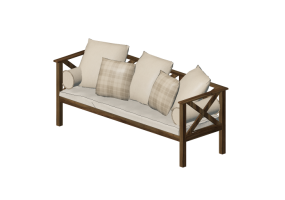 Sillas y Poltronas 3D - Sof&aacute; 3 puestos de madera maciza - Sierra - 22515C