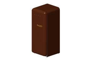 Electrom&eacute;nagers 3D - R&eacute;frig&eacute;rateur monoporte ann&eacute;es '50, brun - Smeg - FAB28LCG1