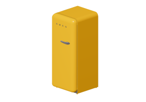 3D Electrical Appliances - 1950s single door Fridge - yellow - Smeg - FAB28LG1