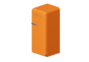 Electrom&eacute;nagers 3D - R&eacute;frig&eacute;rateur monoporte ann&eacute;es '50, orange - Smeg - FAB28RO1