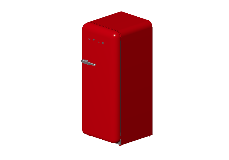 Eletrodomésticos 3D - Geladeira uma porta anos 50, vermelho... Eletrodomésticos 3D - Geladeira uma porta anos 50, vermelho...