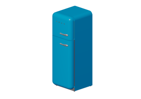 Electrom&eacute;nagers 3D - R&eacute;frig&eacute;rateur deux portes ann&eacute;es '50, bleu ciel - Smeg - FAB30LAZ1