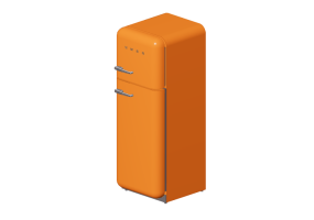 Electrodom&eacute;sticos 3D - Refrigerador dos puertas de los a&ntilde;os '50, naranja - Smeg - FAB30RO1