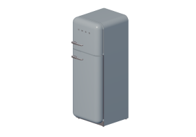Eletrodom&eacute;sticos 3D - Geladeira duas portas anos 50, cinza met&aacute;lico - Smeg - FAB30RX1