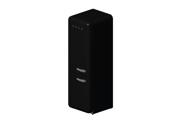 Eletrodomésticos 3D - Geladeira combinada anos 50, preto -... Eletrodomésticos 3D - Geladeira combinada anos 50, preto -...
