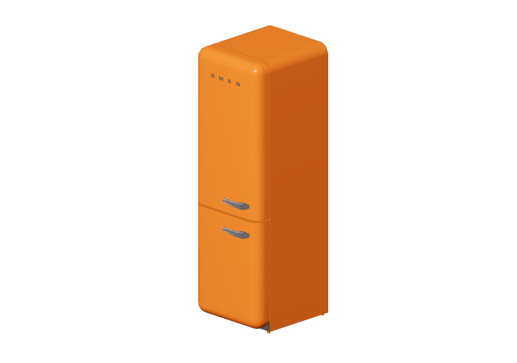 Eletrodomésticos 3D - Geladeira combinada anos 50, laranja... Eletrodomésticos 3D - Geladeira combinada anos 50, laranja...