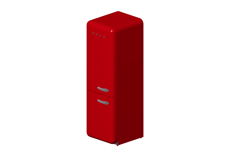 3D Electrical Appliances - 1950s combined Fridge - red -... 3D Electrical Appliances - 1950s combined Fridge - red -...