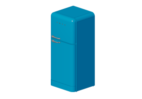 3D Electrical Appliances - 1950s two door fridge - blue - Smeg - FAB50RPB