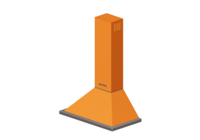 Electrom&eacute;nagers 3D - Hotte murale, 90 cm, orange &ndash; Smeg - KPF9OR