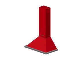 Elettrodomestici 3D - Cappa a parete, 90 cm, rosso &ndash; Smeg - KPF9RD