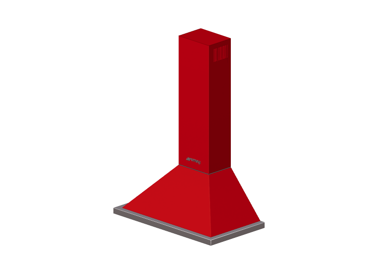 3D Electrical Appliances - Wall mounted red kitchen hood,... 3D Electrical Appliances - Wall mounted red kitchen hood,...