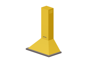 Electrom&eacute;nagers 3D - Hotte murale, 90 cm, jaune &ndash; Smeg - KPF9YW