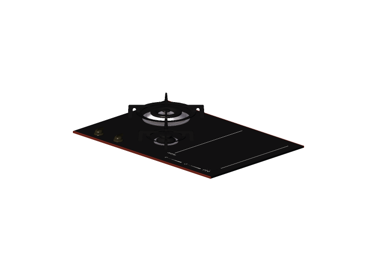 Eletrodomésticos 3D - Cooktop misto, bocas a gás e zona de... Eletrodomésticos 3D - Cooktop misto, bocas a gás e zona de...