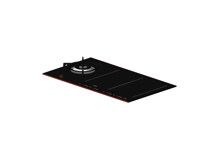 Eletrodomésticos 3D - Cooktop misto, bocas a gás e zona de... Eletrodomésticos 3D - Cooktop misto, bocas a gás e zona de...