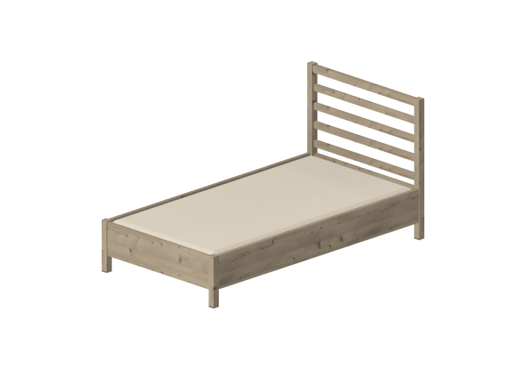 Camas 3D - Cama de solteiro de madeira maciça de bétula -... Camas 3D - Cama de solteiro de madeira maciça de bétula -...