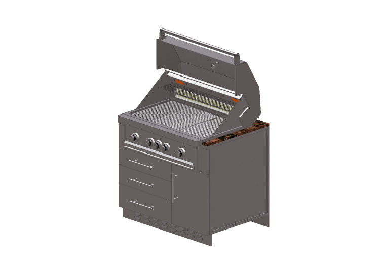 Mobili 3D - Mobile da cucina modulare con BBQ - Sunstone -... Mobili 3D - Mobile da cucina modulare con BBQ - Sunstone -...