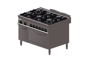 Electrom&eacute;nagers 3D - Cuisine &agrave; gaz 6 feux - Tecnoinox - TECNO90 - 313034 - PFG12G9