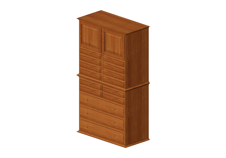 Wardrobes and Cabinets 3D - Cabinet with 15 drawers and two... Wardrobes and Cabinets 3D - Cabinet with 15 drawers and two...
