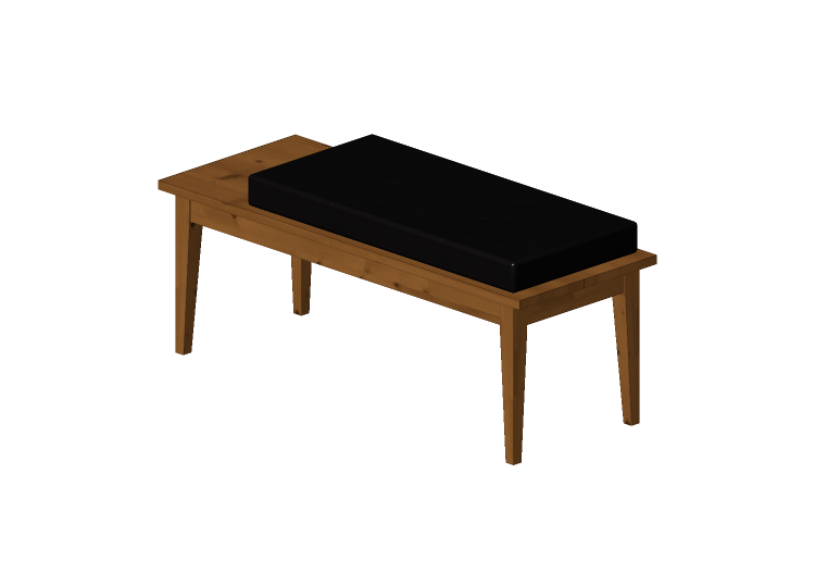 Bancos 3D - Banco de madera maciza con asiento acolchado -... Bancos 3D - Banco de madera maciza con asiento acolchado -...