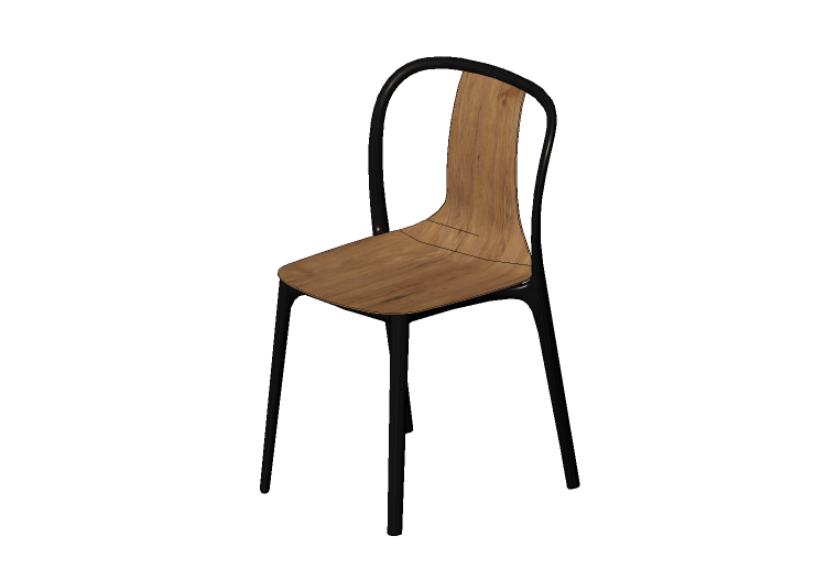 Chaises 3D - Chair with wooden seat - Vitra Belleville -... Chaises 3D - Chair with wooden seat - Vitra Belleville -...