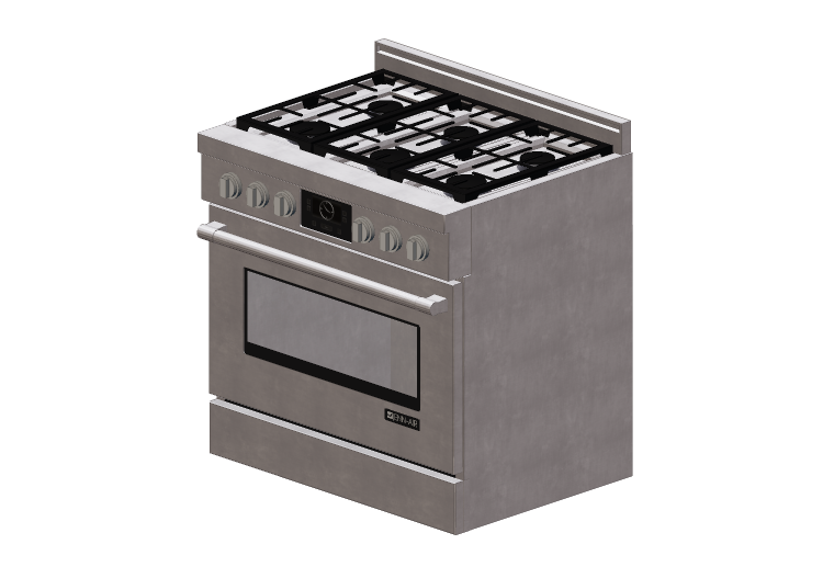 Elettrodomestici 3D - Cucina 6 fuochi a gas con forno 36" -... Elettrodomestici 3D - Cucina 6 fuochi a gas con forno 36" -...