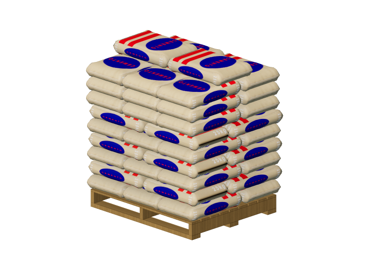 Materiais 3D - Sacos de concreto em palete - ACCA software Materiais 3D - Sacos de concreto em palete - ACCA software
