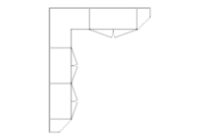 Armários DWG - Armário batentes de canto esq 18