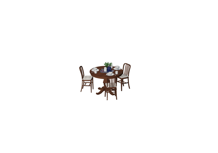 Mesas 3D - Mesa de cozinha com cadeiras e café de manhã -... Mesas 3D - Mesa de cozinha com cadeiras e café de manhã -...