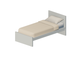 Beds and Side Cabinets 3D - Single Bed