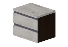 3D Betten und Nachttische - Nachttisch 2 Schubladen 54x41x45cm