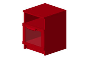 Letti 3D - Comodino 1 cassetto con vetro 39x43x53cm
