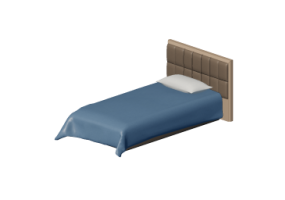 Beds and Side Cabinets 3D - Single bed