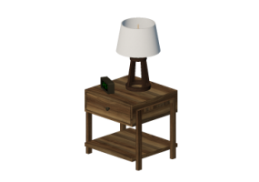 Camas y Mesitas de noche 3D - Mesita de noche para dormitorio con lámpara y despertador
