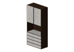 Armoires 3D - Armoire 2 vantaux avec baie tv 119x55x150cm