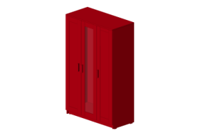 Wardrobes and Cabinets 3D - 3 Door Wardrobe 117x60x190cm