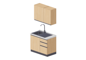 Cucine 3D - Blocco lavello lineare 105x216cm