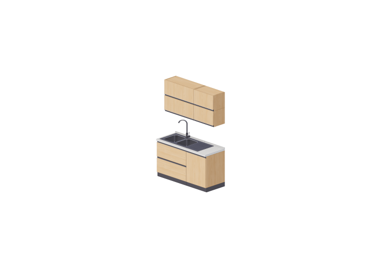 Cozinhas 3D - Bloco pia linear 150x216cm - ACCA software Cozinhas 3D - Bloco pia linear 150x216cm - ACCA software