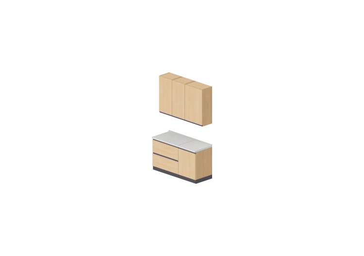 Cocinas 3D - Bloque lineal 150x240cm - ACCA software Cocinas 3D - Bloque lineal 150x240cm - ACCA software