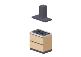 Cocinas 3D - Cocina lineal 90x216cm