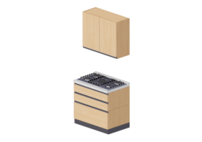 Cuisine 3D - Bloc cuisson linéaire 90x216cm