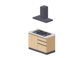 Cocinas 3D - Cocina lineal 120x216cm