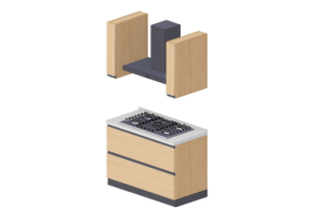 Cuisine 3D - Bloc cuisson linéaire 120x216cm
