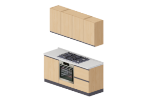Cozinhas 3D - Bloco cozinha linear 180x216cm