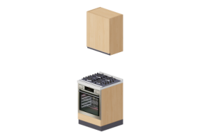 Cucine 3D - Blocco cottura lineare 60x216cm